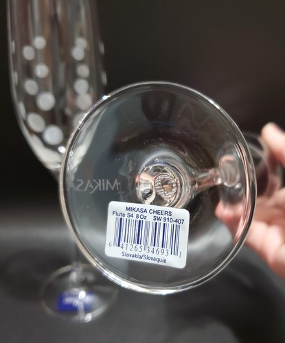 Mikasa Cheers Champagne Glasses, Set Of 2, Clear, Etched Designs, Replacement - Picture 5 of 9
