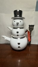 4 PIECE SNOWMAN CERAMIC STACKABLE TEA SET