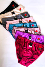 LOT 3/6/12 PACK Women's Plain Bikini Rose Love SATIN Panty Underwear S-XL A059