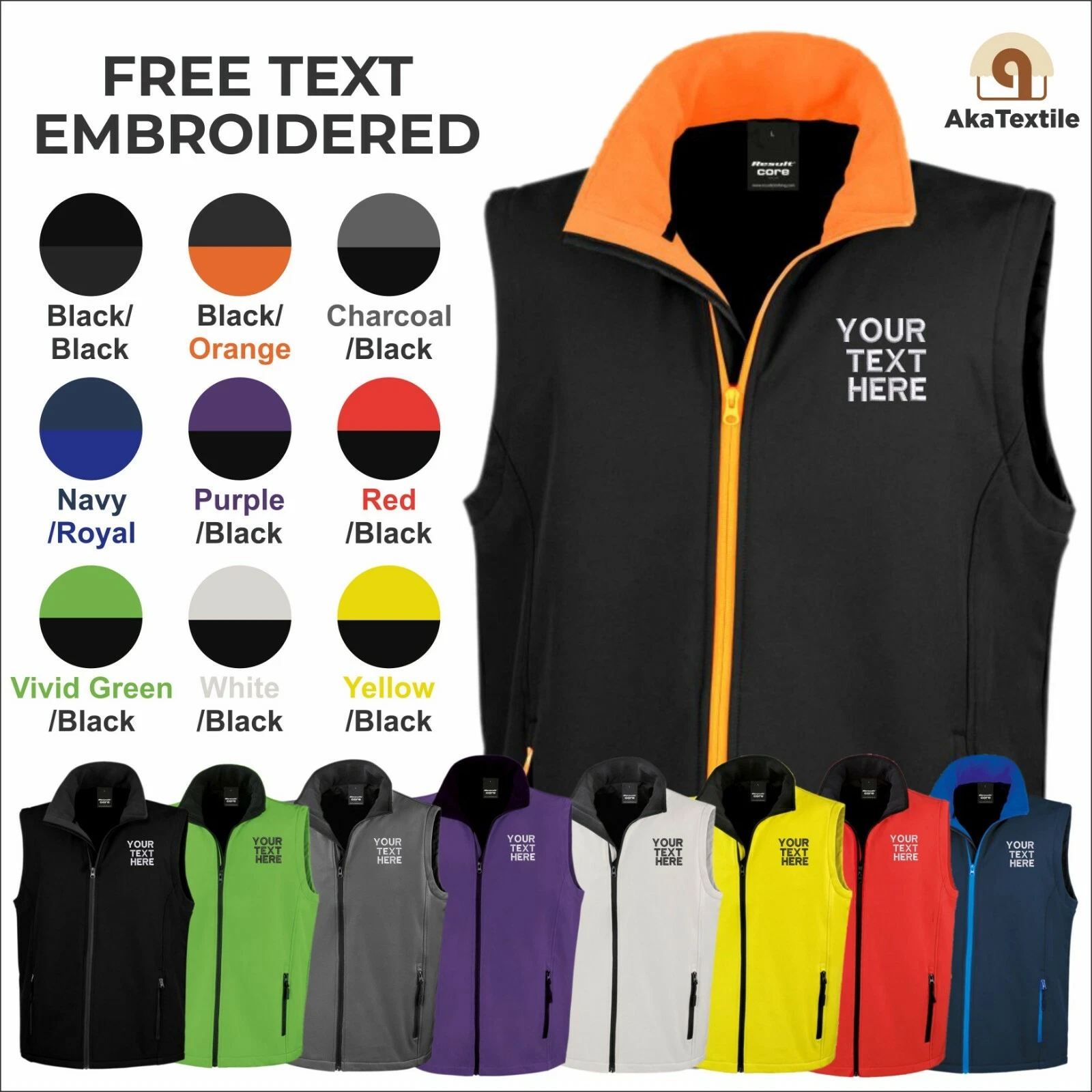 Personalised Result Core Printable Soft Shell Bodywarmer Embroidered Mens Gilet