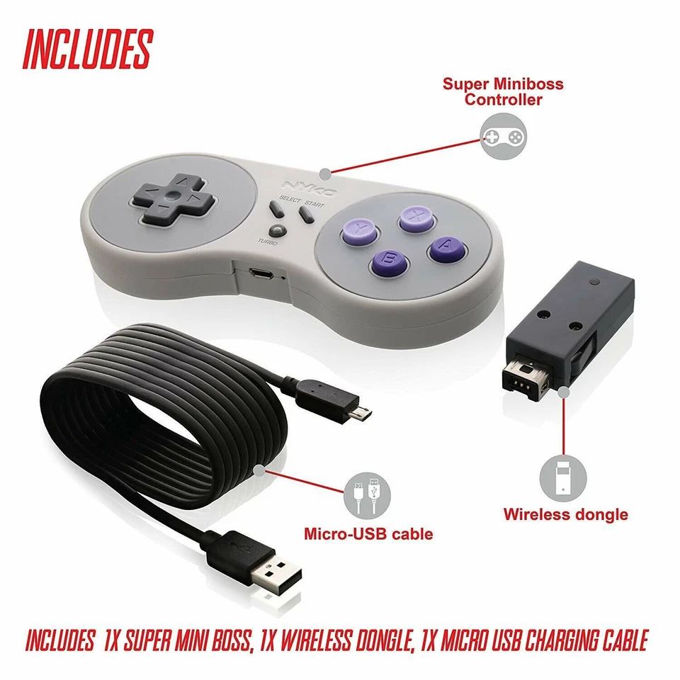 NYKO [ Super Miniboss] 复古无线控制器(SNES 经典版)全新 — 第 4/4 张图片
