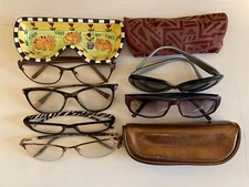 Lot of Six Eyeglasses including Sunglasses with Cases as shown