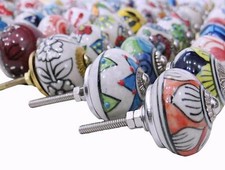 30 Pcs LOT Ceramic Knobs Multicolor Assorted Vintage Look Wardrobe Handel Pools