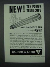1962 Bausch  Lomb Balscope Ten Ad - 10x Telescope