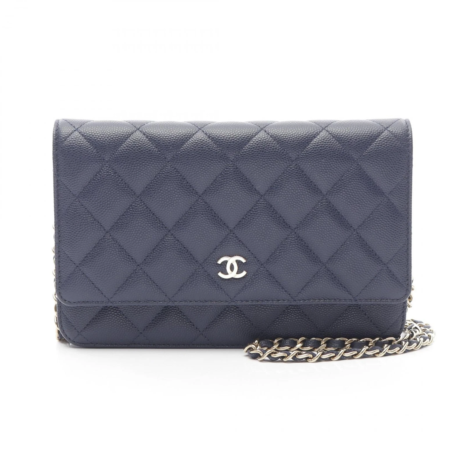 Borsa a tracolla CHANEL Matelasse catena AP0250 pelle di vitello grana blu  navy usata donna GHW