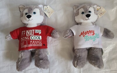 2 Build A Bear Great Wolf Lodge Wiley Wolf 16'' Plush  2021 Shirts Christmas 