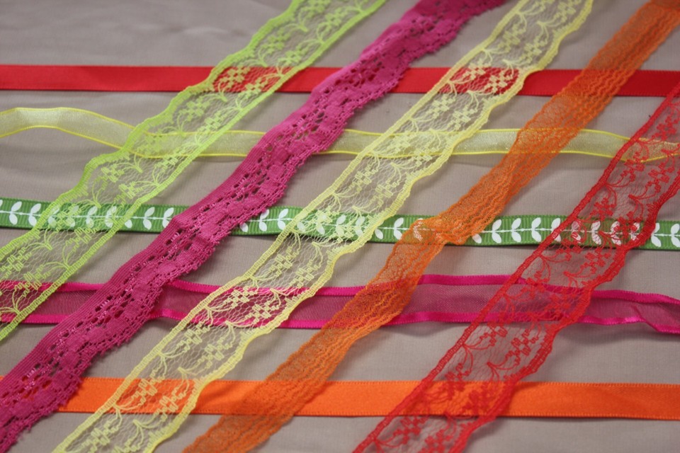 5 m bright ribbon and lace bundle, scrap book , craft, card making