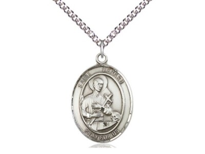 St Gerard Medal 1" High Sterling Medal on a 20'' Sterling Curb Chain | eBay