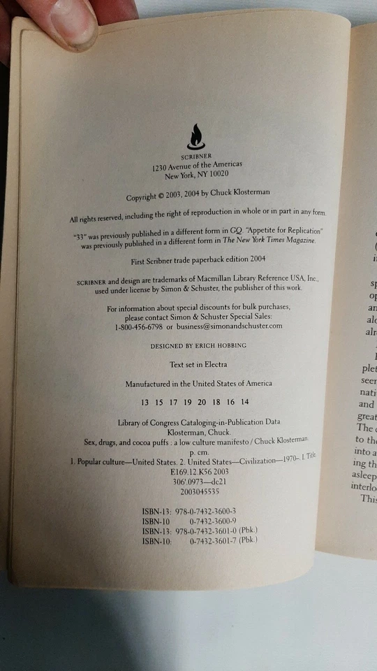 Libro de drogas sexuales y bocanadas de cacao de Chuck Klosterman Foto 3 de 4