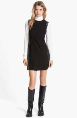 vince leather shift dress Kidskin Framed Suede Black Small $995 straps:Strapless