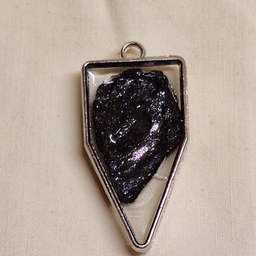 Specular Hematite Necklace Pendant Hand Made - Natural Specular Hematite Stone - Picture 3 of 4
