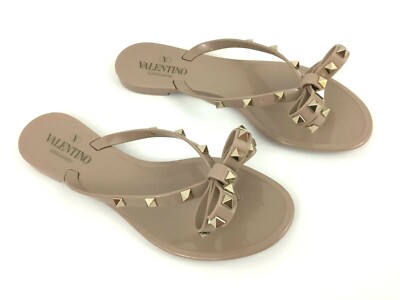 Sz 35 VALENTINO GARAVANI Rockstud Bow Jelly Flip Flop Thong