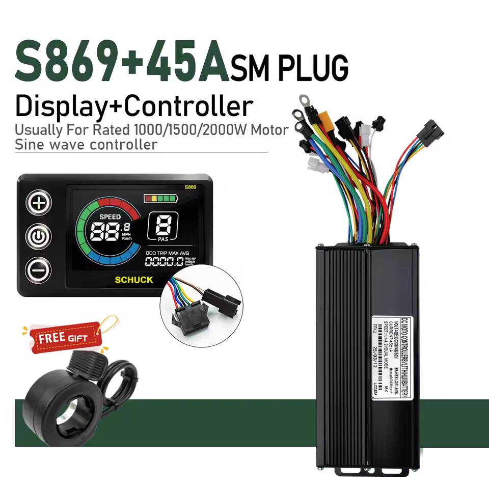 Ebike 36V/48V/52V 45A Controller with Display Kit For1000W-2000W ...
