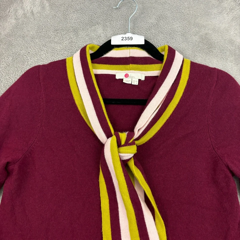 Suéter Boden Ellie de Lana Mezcla de Cachemira Cuello Atado para Mujer 6 Púrpura Manga 3/4 Trabajo Foto 3 de 4