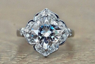 2 Ct White Treated Diamond Ring Cushion Cut Great Shine And Luster Certified