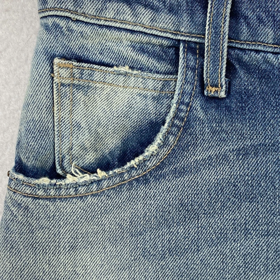 Falda CURRENT ELLIOT 25 abertura midi desteñida ombre dobladillo crudo cintura alta denim azul EE. UU. Foto 3 de 4