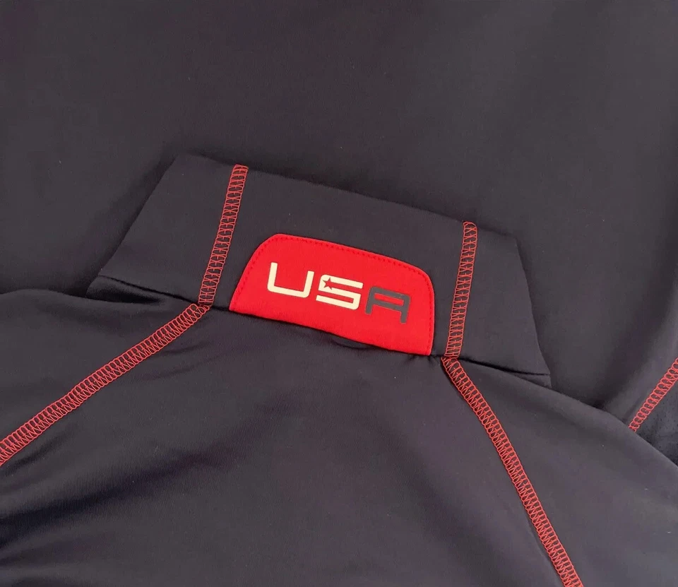 Пуловер для гольфа женский RLX Ryder Cup Ralph Lauren США 1/4 на молнии маленький синий 145 долл. США - Изображение 4 из 4