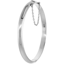 925 Sterling Silver Floral Engraving Bangle Bracelet 5mm Wide 8" Long