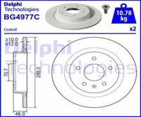 Delphi 2X Bremsscheibe Hinten Ø288 Mm Voll Unbeschichtet FüR Opel Insignia B