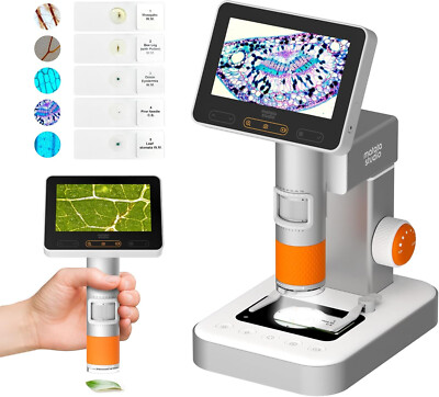 (Tilt Screen) 2in1 Microscope 100-1600X Kid Adult Biological Education Handheld