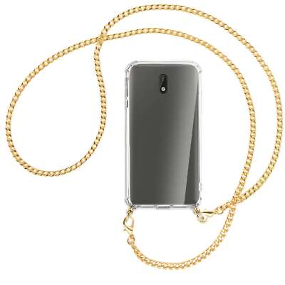 Handykette für Nokia 3 goldfarbene Kette (G) Hülle mit Band Kordel zum Umhängen