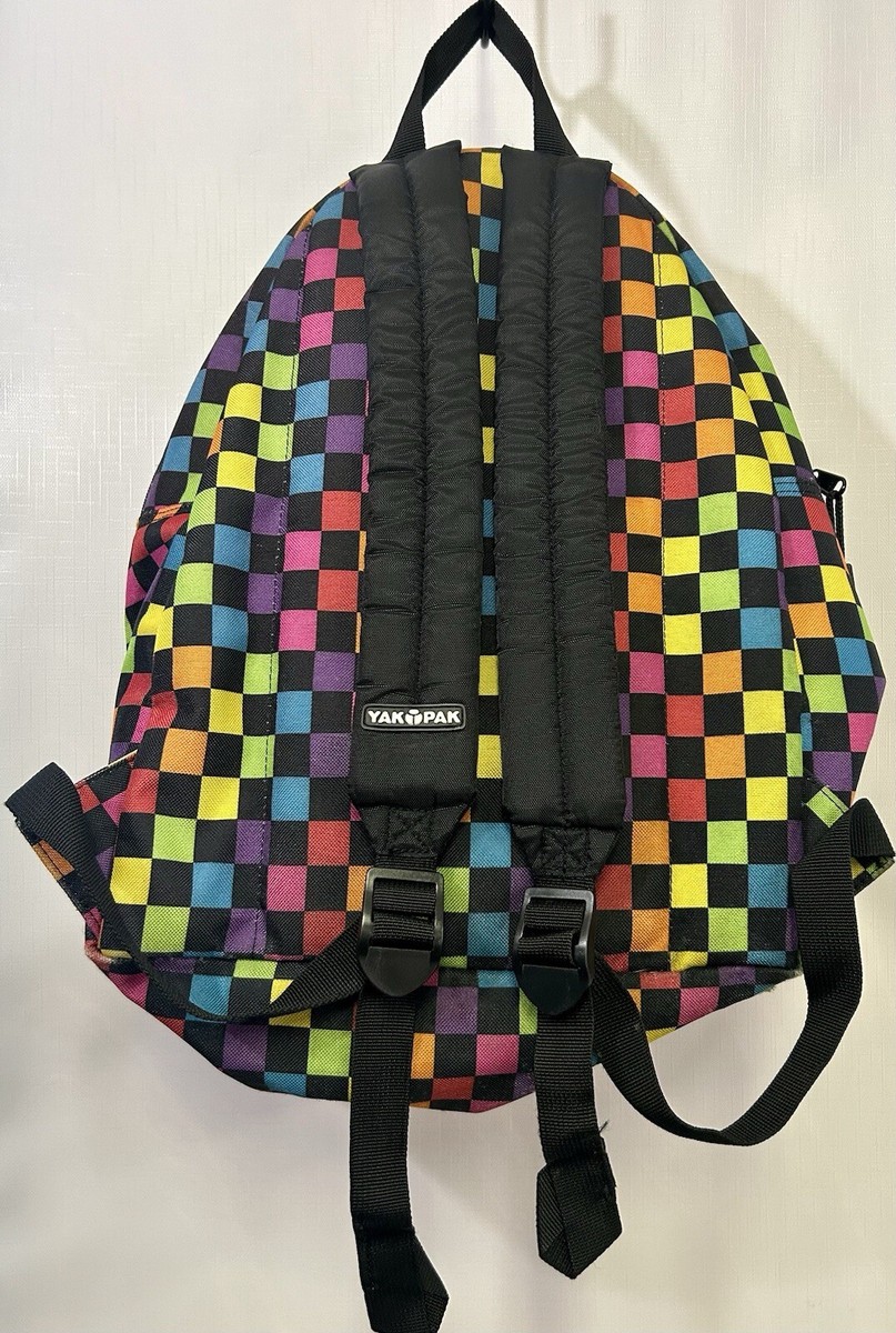 【AAKE】PATTERN BACKPACK Yak Pak Checkered Multi Colored Rainbow Student Backpack