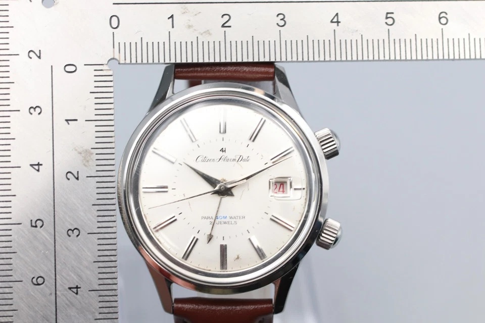 *Exc+5* Vintage CITIZEN  Alarm Date 41 Hand Winding White Dial Men's Watch Japan - Image 2 of 4