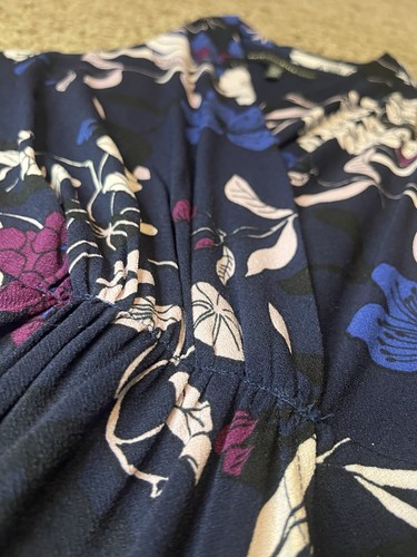 White House Black Market Dress Womens XXS Black Blue Purple Floral Long - Picture 5 of 8