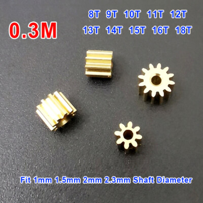 0.3 Modulus Metal Copper Gear 8T-18T Spindle Gearwheel Fit 1m 1.5mm 2mm Shaft