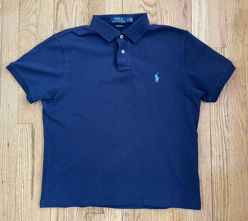 POLO RALPH LAUREN Collegiate Blue CUSTOM SLIM FIT Cotton Polo Shirt Medium  NWOT