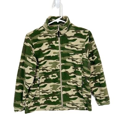 Columbia Sweater Youth 10/12 Green Camo Fleece Zip Up Kids Casual