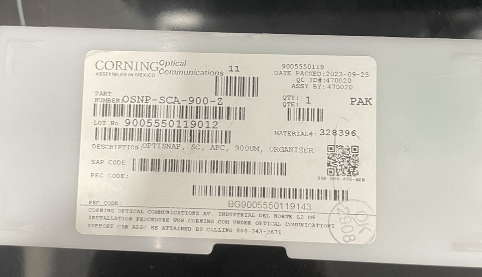 Corning Fiber Optical Connector, OSNPSCA900Z, FASTSCSCAU Partial Kit Fibre eBay