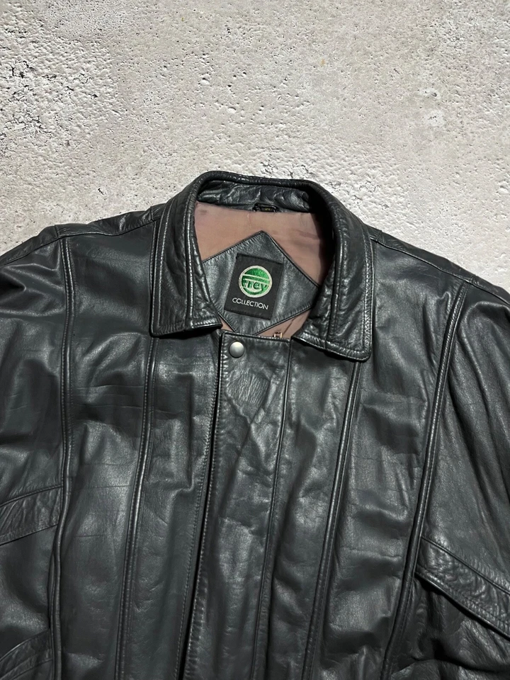 Vintage 90s Oversized Black Leather Jacket Biker Moto Streetwear - Image 4 of 4