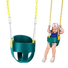 High Back Full Bucket Toddler Swing Seat with Plastic Coated Chains - Swing S...
