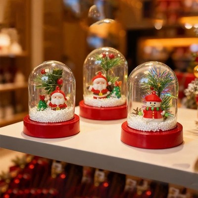 Weihnachten Schneekugel mit Lichtern - Santa & Tree Designs, Schaumstoff Schnee, 12 x 9,8 cm