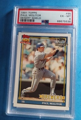 1991 Topps DESERT SHIELD * Paul Molitor #95 * PSA 6  graded * HOF Brewers