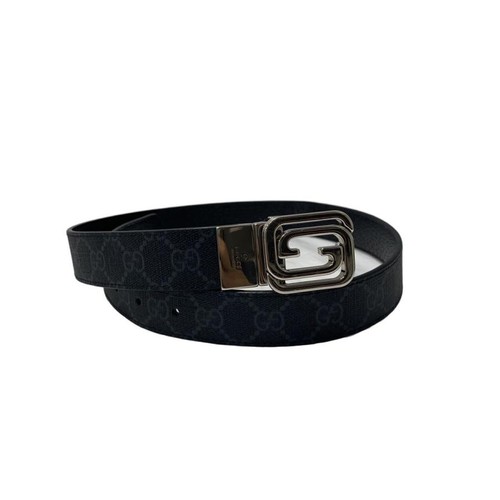 Used GUCCI◆Belt/Leather/BLK/Allover pattern/Men's//