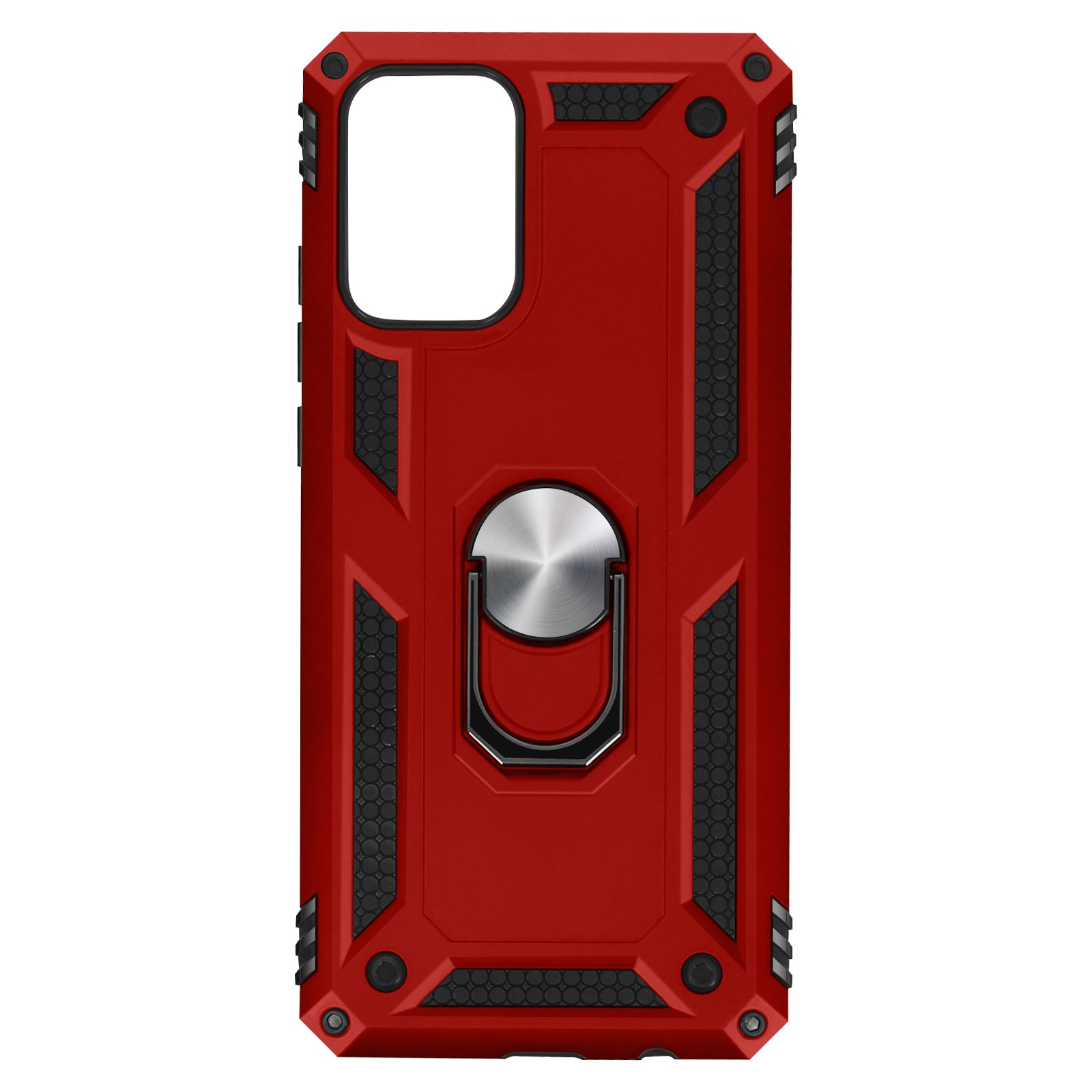 Coque antichoc Galaxy A02s rouge bi-matière avec béquille arrière pour vidéo