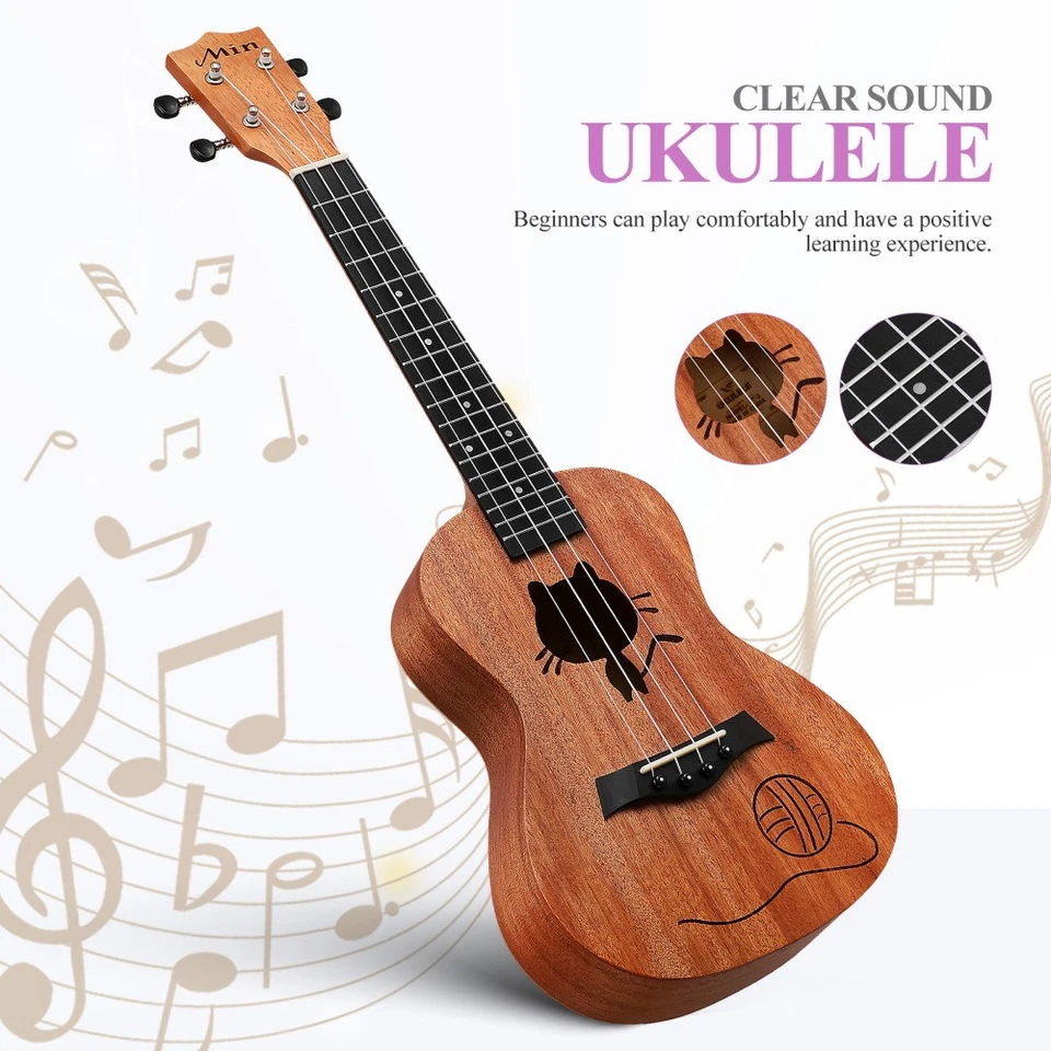 Soprano Ukulele Beginners Uke with Bag, Felt Pick and Spare Strings 23 inch Kits - Image 3 of 4