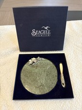 Plateau Fromage Vintage SEAGULL PEWTER - Marbre Vert & Étain Fin - Neuf en Boîte