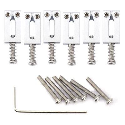 Musiclily Ultra 6Pcs Chrome 10.5mm Modern Brass Saddle Set For Strat Tele Guitar