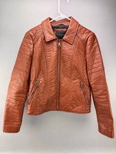 Marc New York Andrew Marc Womens Brown Faux Leather Motorcycle Jacket Size M