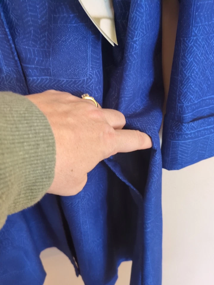 Maralyce Ferree Light Trench Swing Coat  L Blue Abstract  Geometric Artsy New - Image 3 of 4