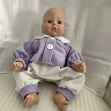 Soft Body Baby Doll Blue Eyes Bald No Hair Cloth  Vinyl Body w/ Outfit