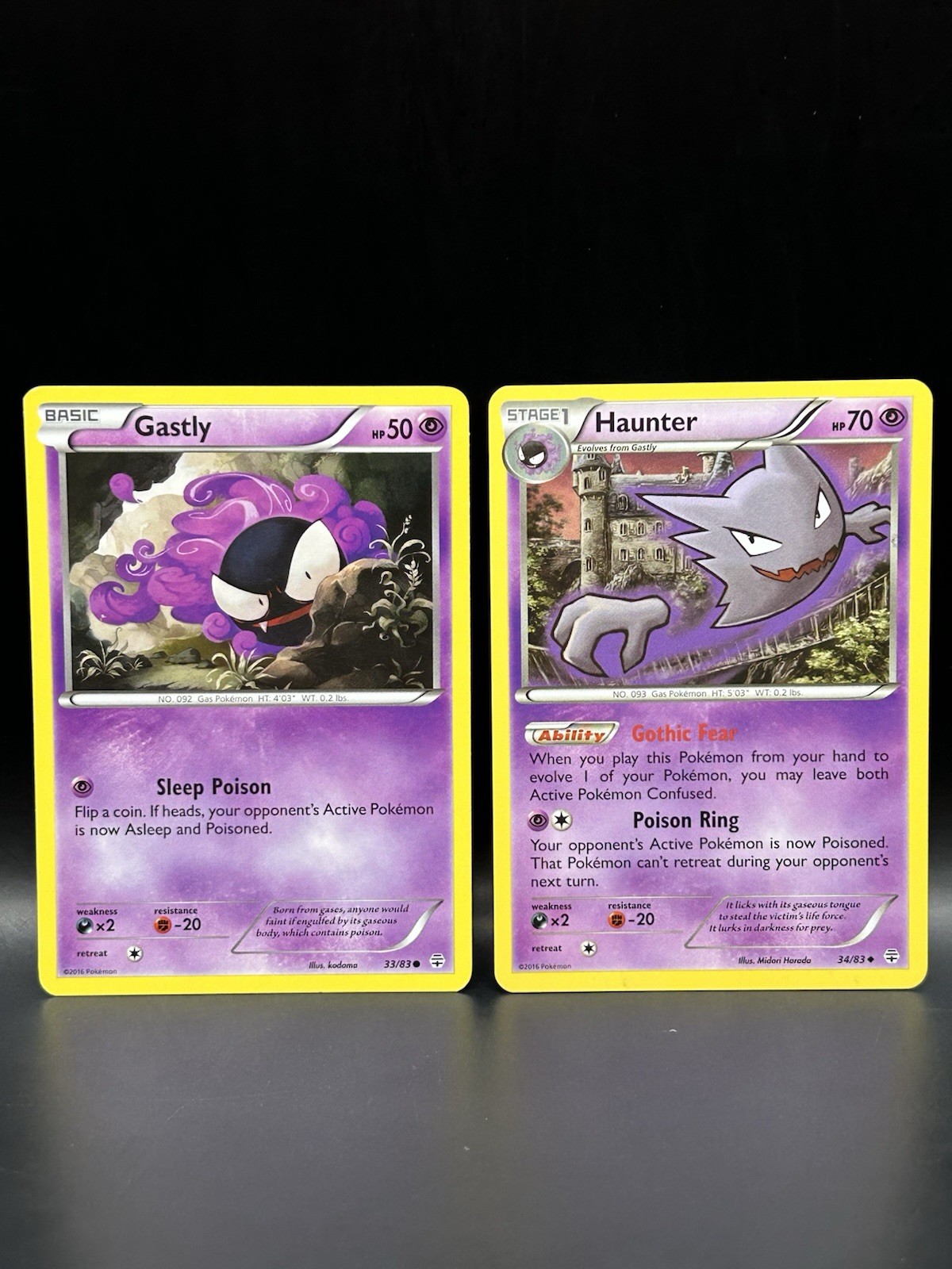 Gastly 33/83 & Haunter 34/83 - Pokemon Generations Card - NM/LP