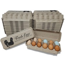 Flat Top Paper Egg Cartons Fresh Eggs Storage Transport Box Container 50 Pack