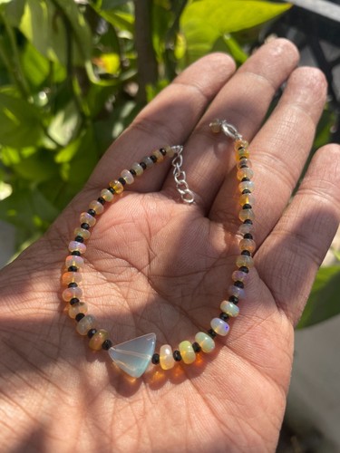 Ópalo etíope y espinela negra 925 plata esterlina 1 pulsera regalo de... - Imagen 13 de 15