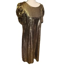 JM Studio John Meyer Gold Sequin Sparkle Cocktail Disco Party Dress Size 14 NWOT