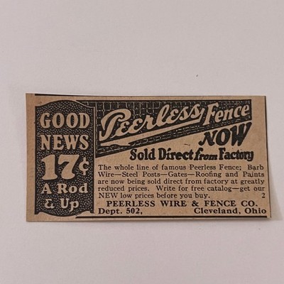 Peerless Wire & Fence Co. Barb Wire Steel Posts Cleveland OH 1923 Ad SAG8-S11