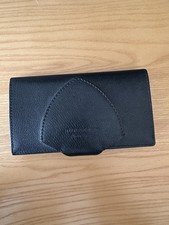 Burberry Women's Black and Yellow Leather Wallet with Button Accent